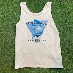 Screen stars 90s white vintage graphic muscle tank top Size M